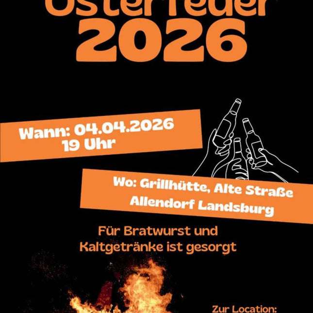 Man sieht ein Plakat für das Osterfeuer 2026.