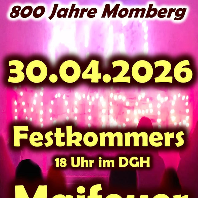 800 Jahre Momberg Flyer mit Infos zu Festkommers und Maifeuer.