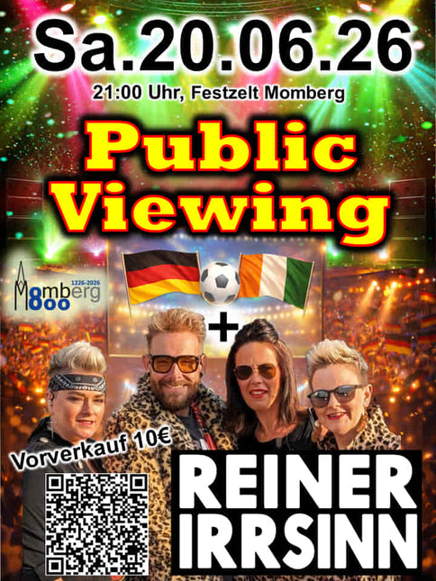 800 Jahre Momberg Flyer mit Infos zum Public Viewing und Reiner Irrsinn Auftritt.